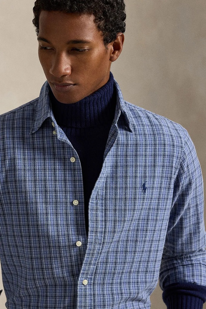 Ρούχα Βαμβακερό πουκάμισο Polo Ralph Lauren 710953707 σκούρο μπλε