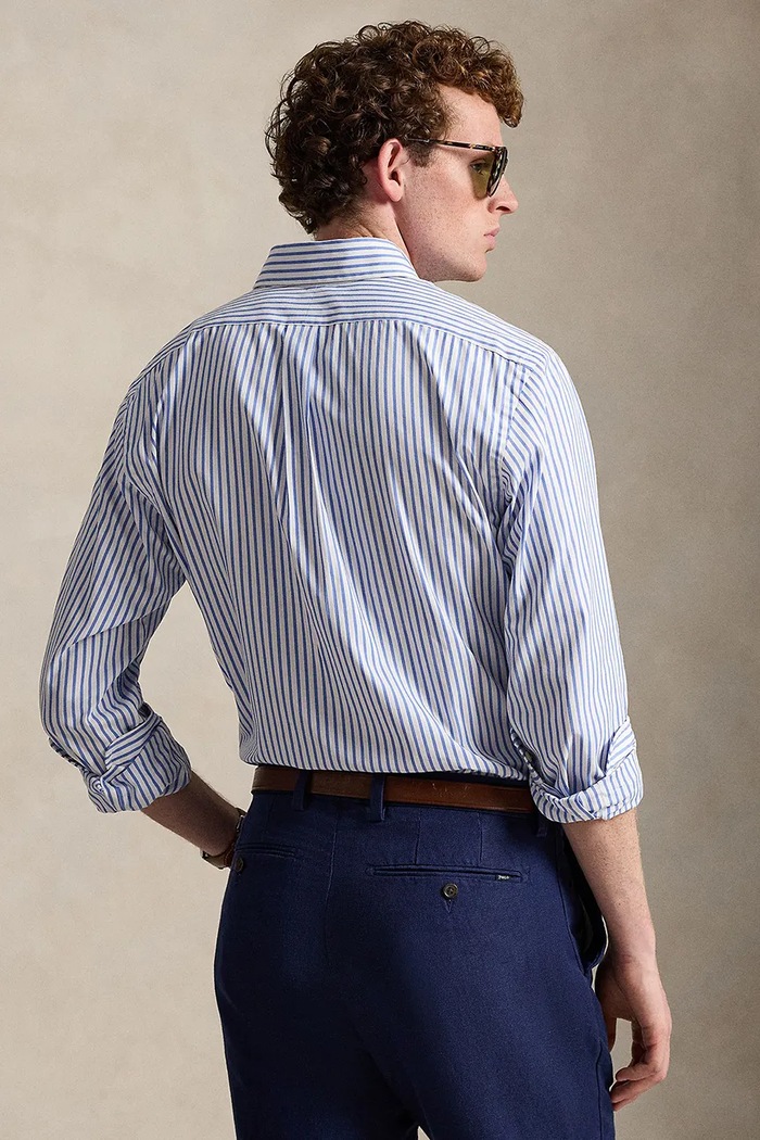 Βαμβακερό πουκάμισο Polo Ralph Lauren 710P07019 μπλε SS26