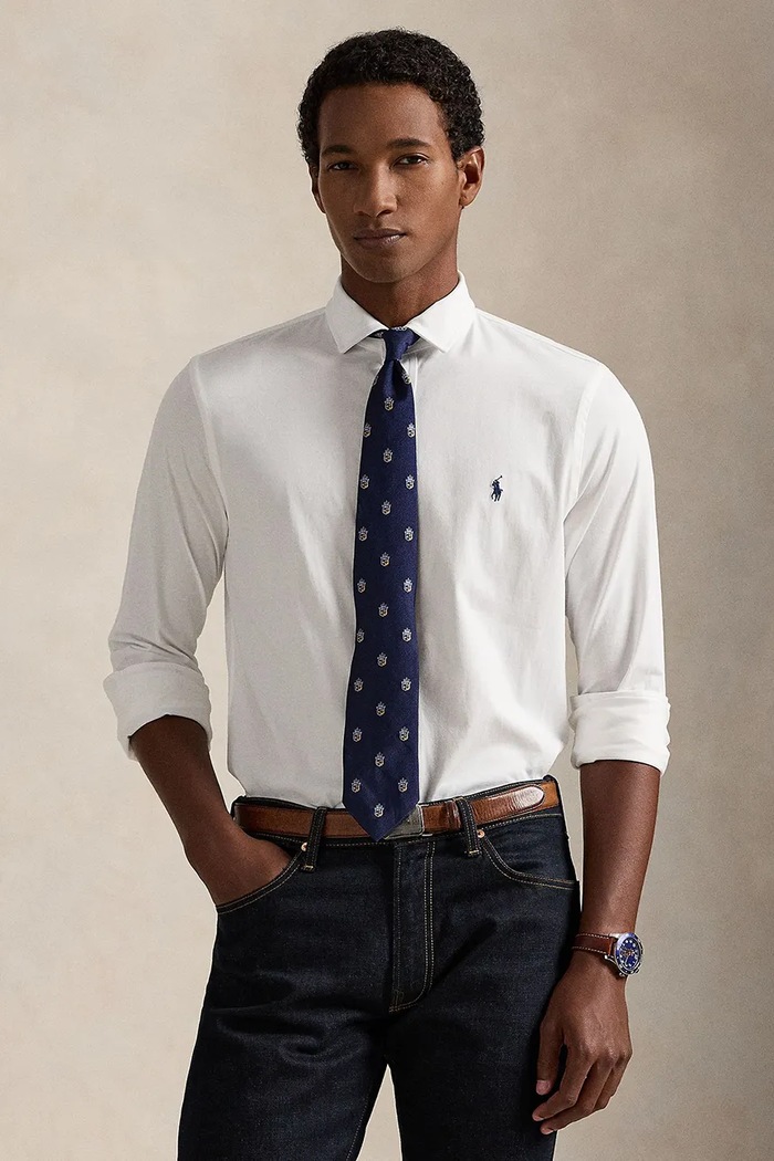 Βαμβακερό πουκάμισο Polo Ralph Lauren κανονικό λευκό 710P03960