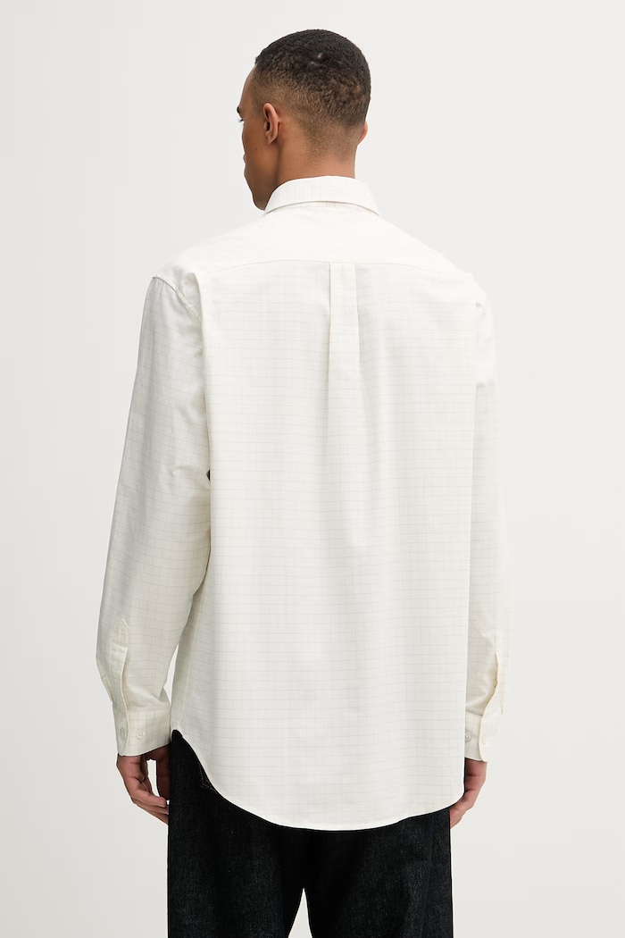 Îmbrăcăminte Drôle de Monsieur cămașă pentru bărbați, din bumbac Chemise a Carreaux K.SH252.CO272.LBE bej