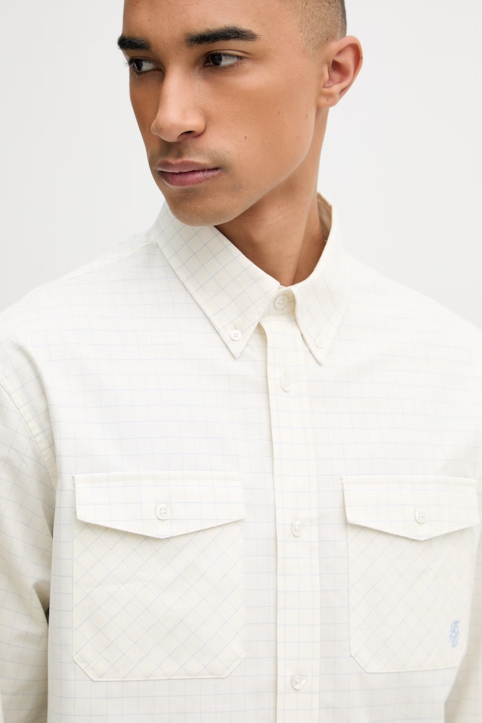 Drôle de Monsieur cămașă pentru bărbați, din bumbac Chemise a Carreaux bej K.SH252.CO272.LBE