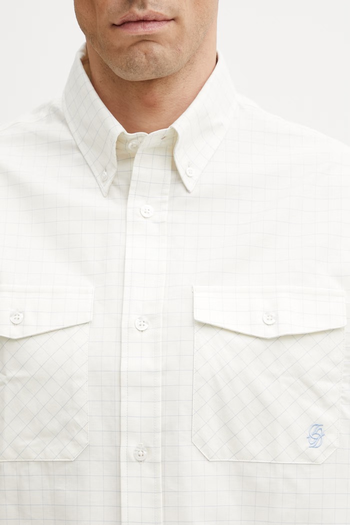 Drôle de Monsieur Chemise a Carreaux Men's cotton shirt beige K.SH252.CO272.LBE