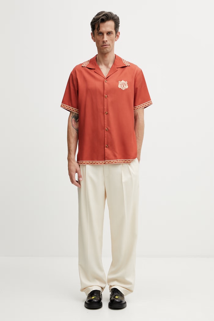Drôle de Monsieur Chemise Brodée Danseurs košulja od lyocella za muškarce K.SH228.CLY001.BR narančasta