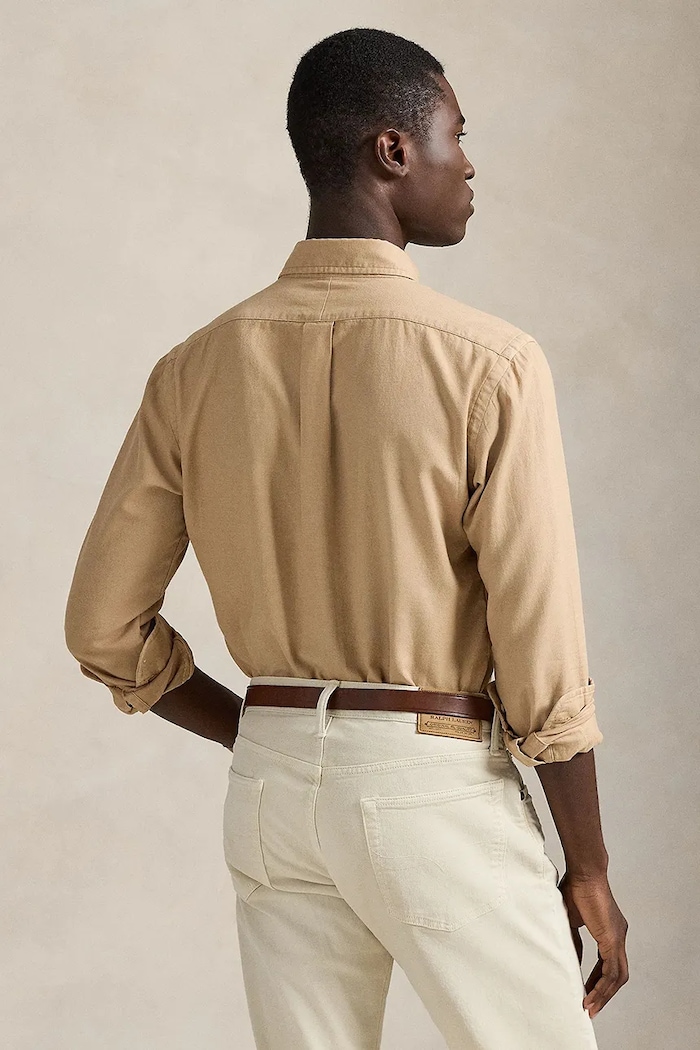 Βαμβακερό πουκάμισο Polo Ralph Lauren 710P07183 μπεζ SS26
