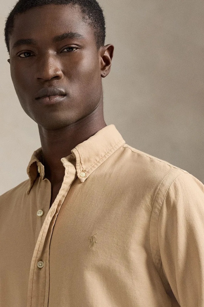 Βαμβακερό πουκάμισο Polo Ralph Lauren μπεζ 710P07183