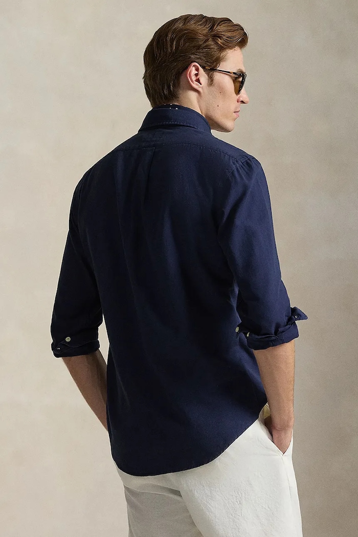 Βαμβακερό πουκάμισο Polo Ralph Lauren 710P07183 σκούρο μπλε SS26
