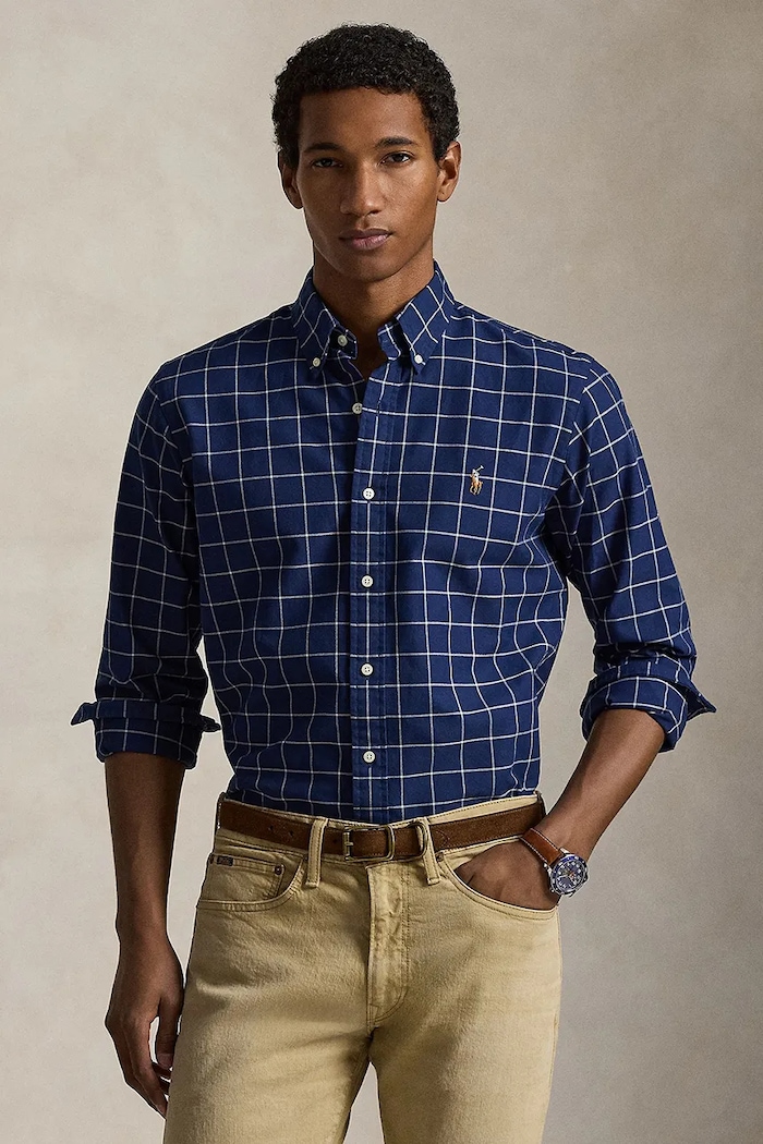 Bavlnená košeľa Polo Ralph Lauren nášivka tmavomodrá 710P07186