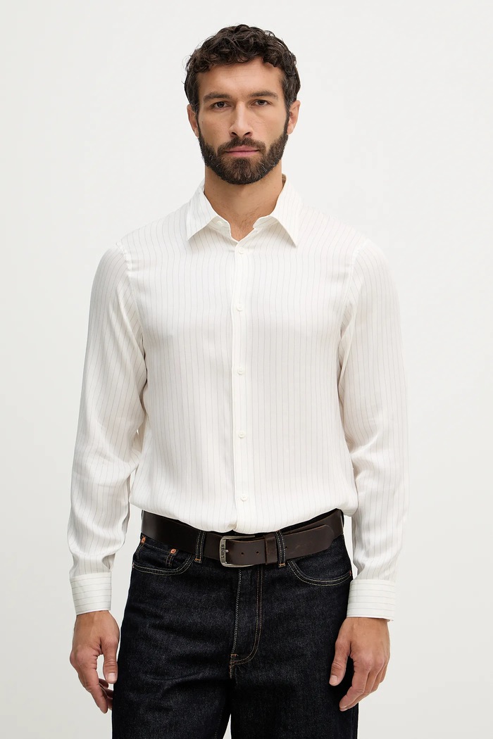 Košile Armani Exchange hladký béžová XM001817.AF13235