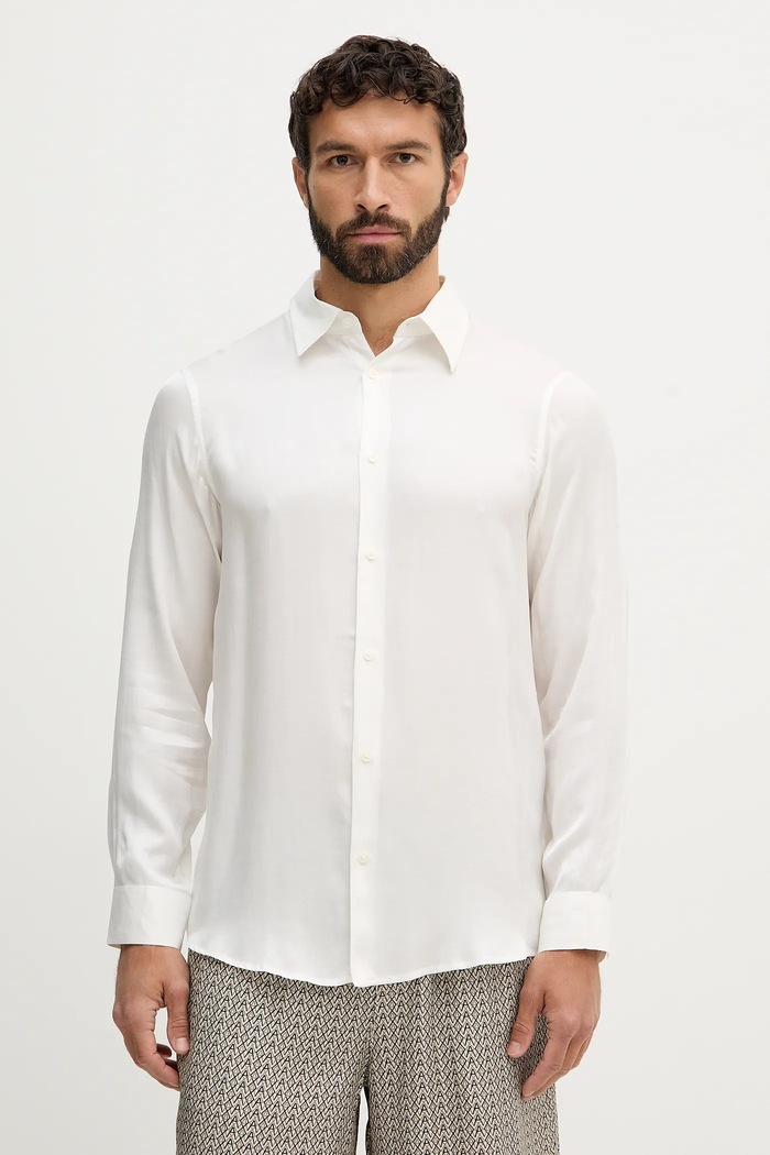 Košile Armani Exchange hladký béžová XM001817.AF13235