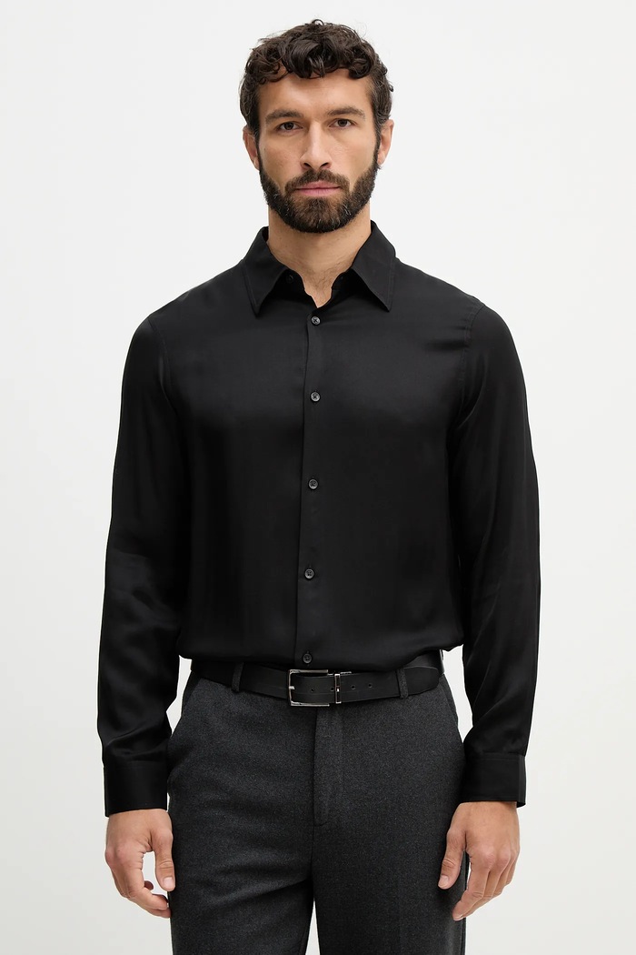 Košile Armani Exchange hladký černá XM001817.AF13235