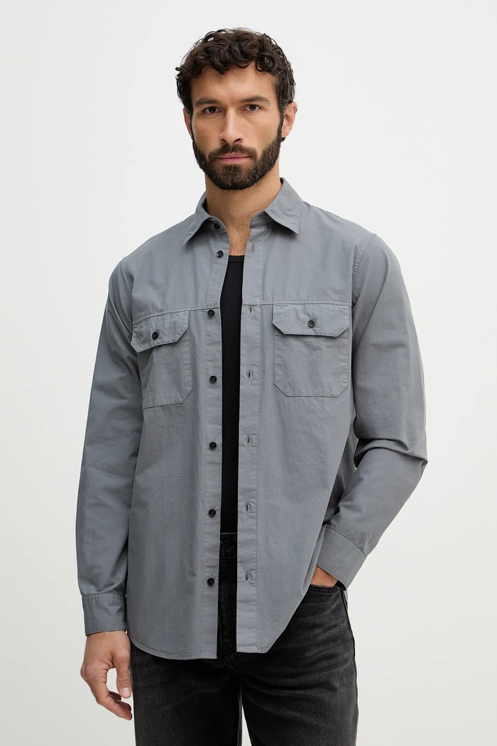 Bavlnená košeľa Armani Exchange jednofarebný sivá XM002191.AF21226