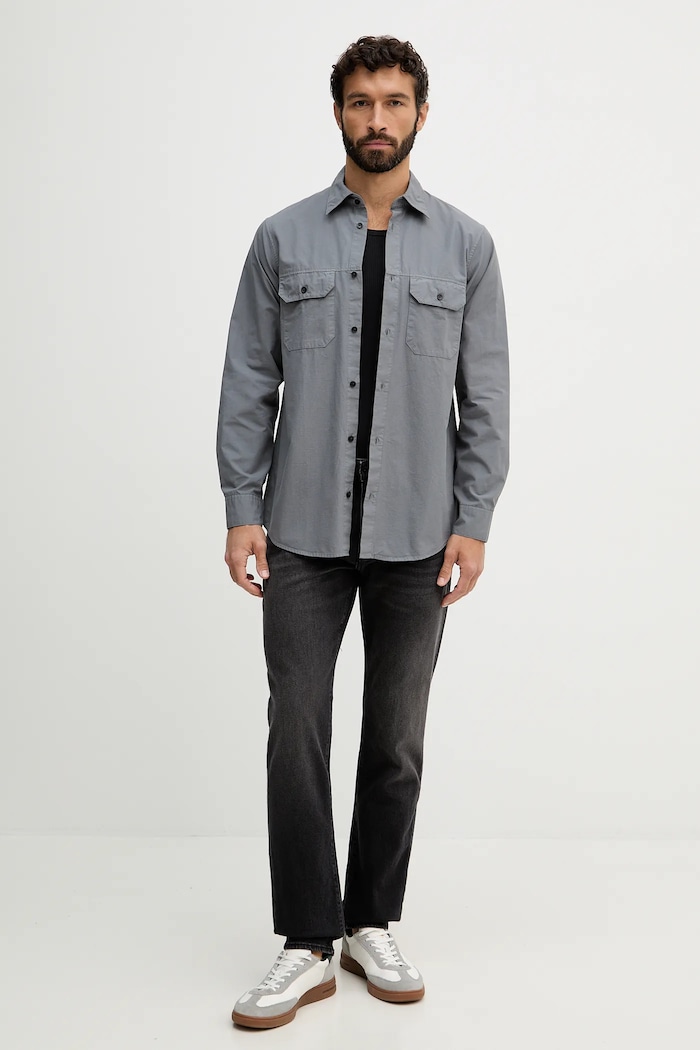 Bavlnená košeľa Armani Exchange XM002191.AF21226 sivá SS26