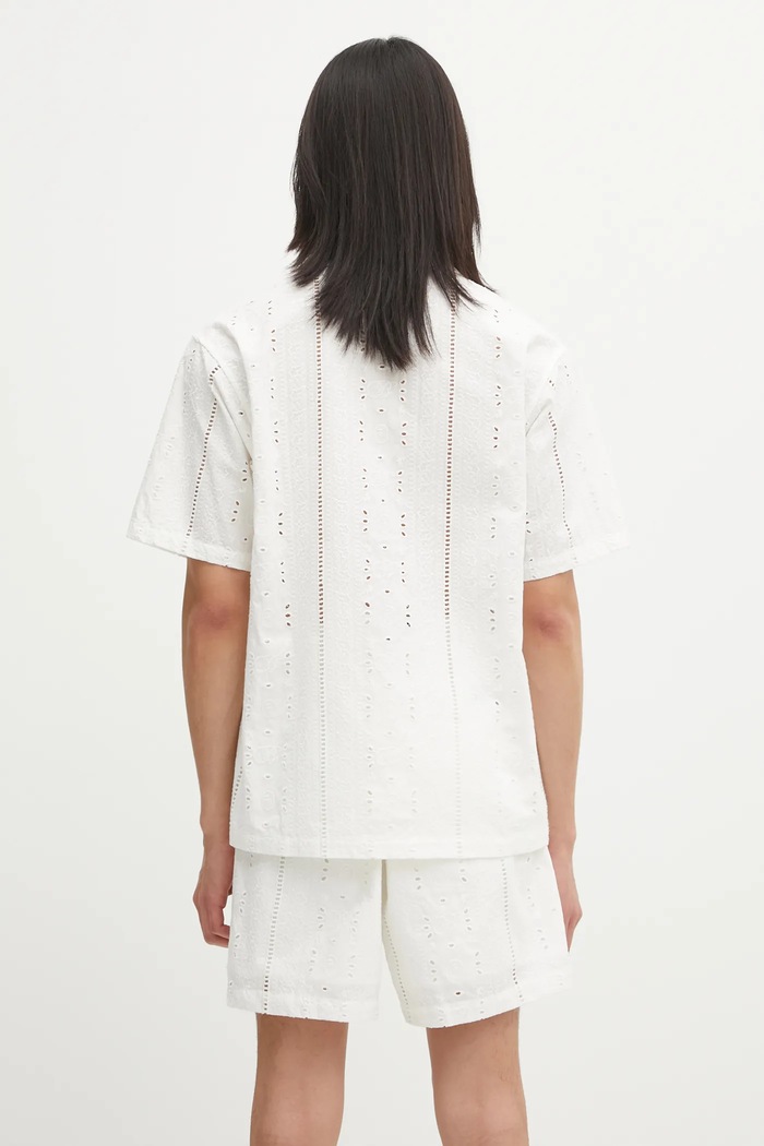 Oblečenie Bavlnená košeľa A Bathing Ape Embroidery Open Collar 1L30132305 biela