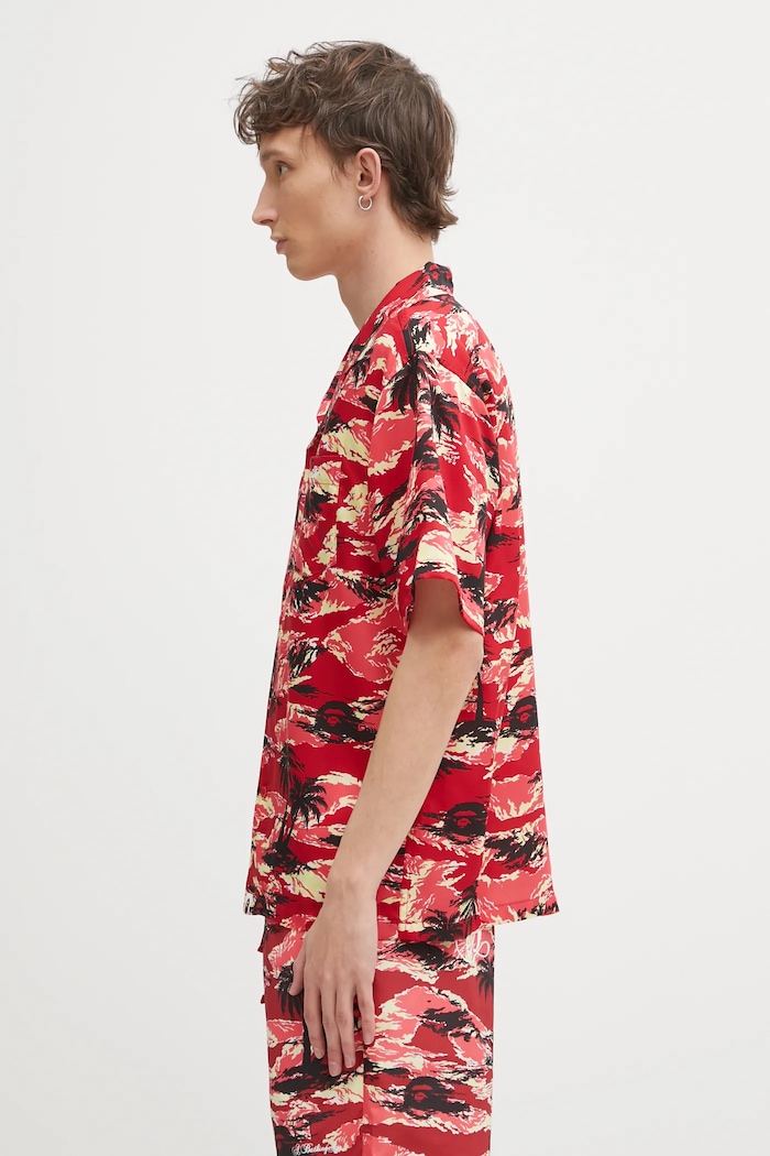 Сорочка A Bathing Ape Palm Tree Camo Open Collar 1L30132306 червоний SS26