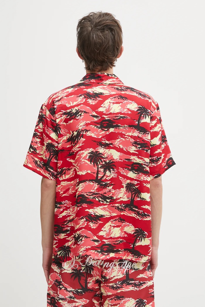 Одяг Сорочка A Bathing Ape Palm Tree Camo Open Collar 1L30132306 червоний