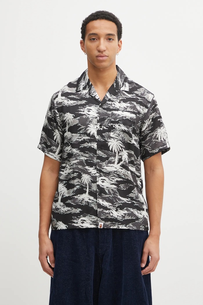 Сорочка A Bathing Ape Palm Tree Camo Open Collar інші чорний 1L30132306