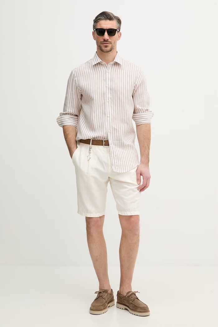 Ľanová košeľa Paul&Shark 26413162CF béžová SS26