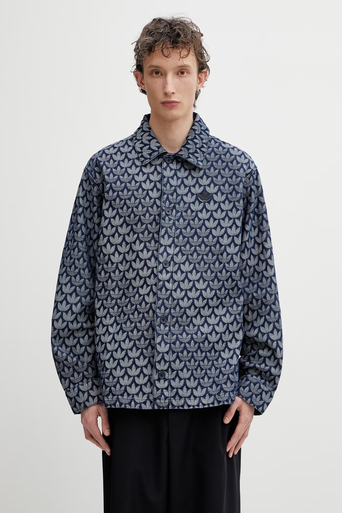 Τζιν πουκάμισο adidas Originals βαμβάκι σκούρο μπλε KD0397