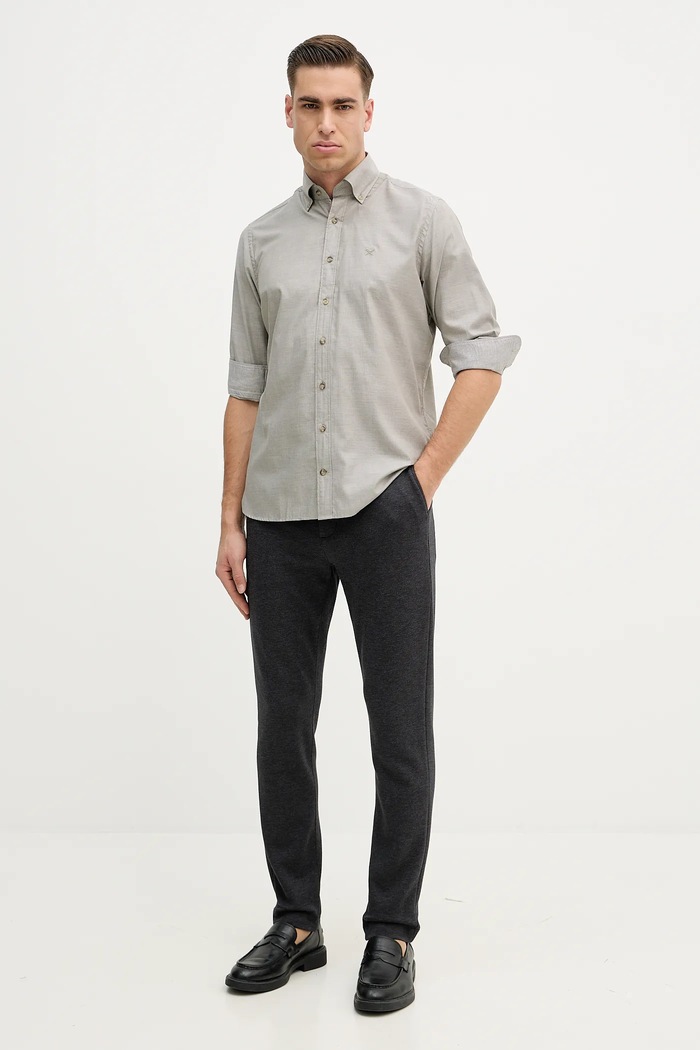 Памучна риза Hackett London HM3010548 зелен SS26