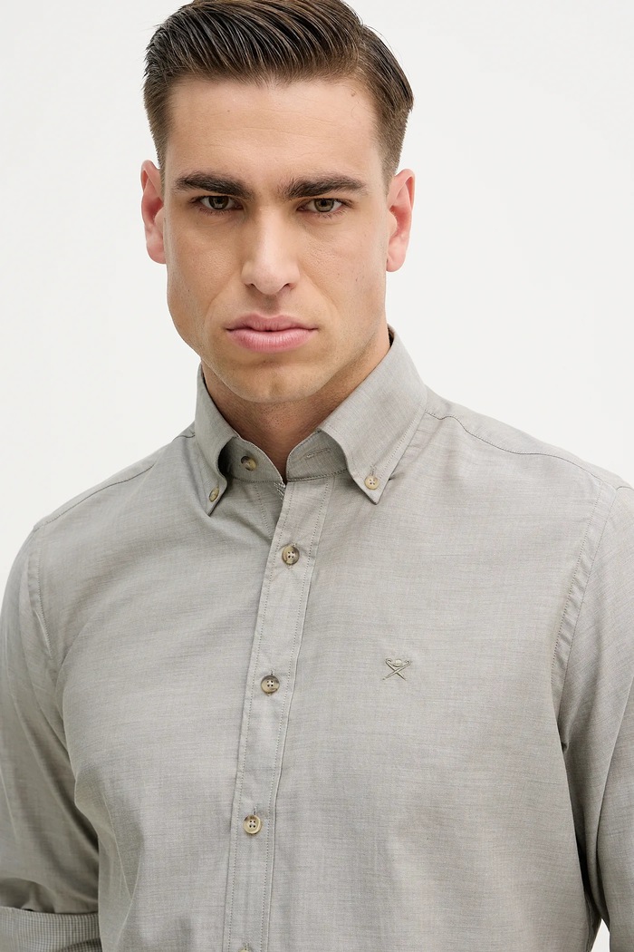 Памучна риза Hackett London зелен HM3010548