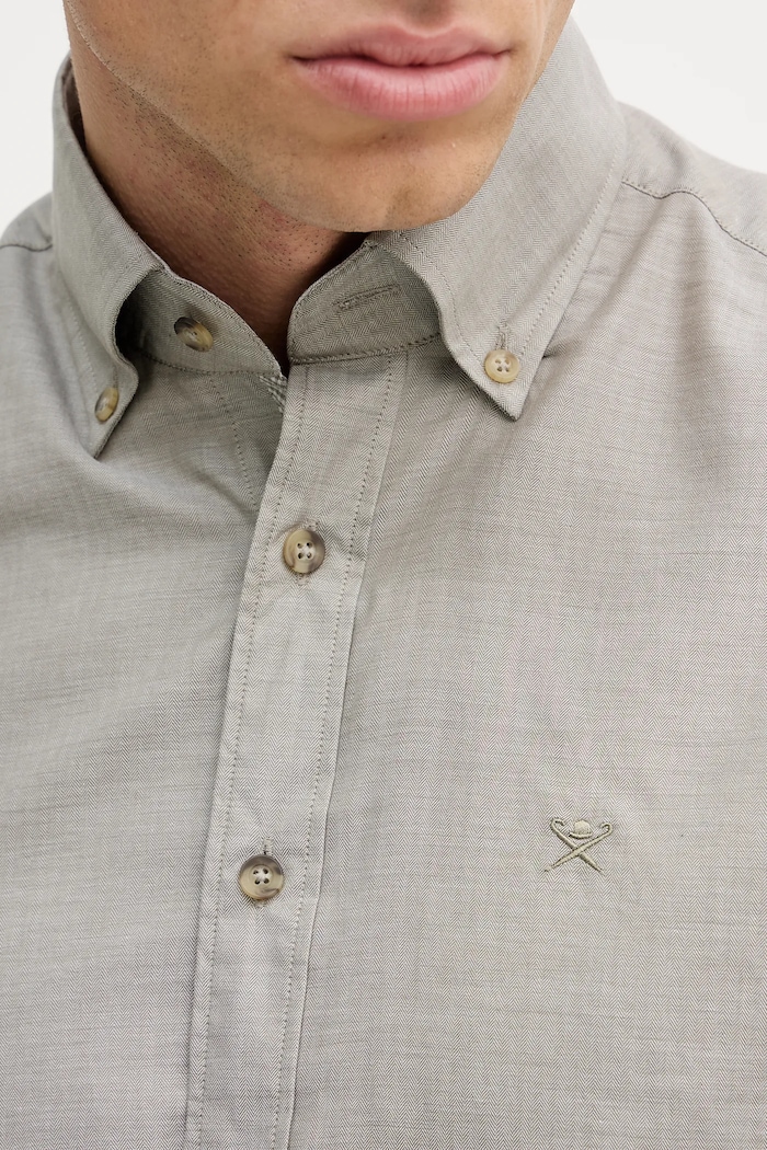 Памучна риза Hackett London HM3010548 зелен