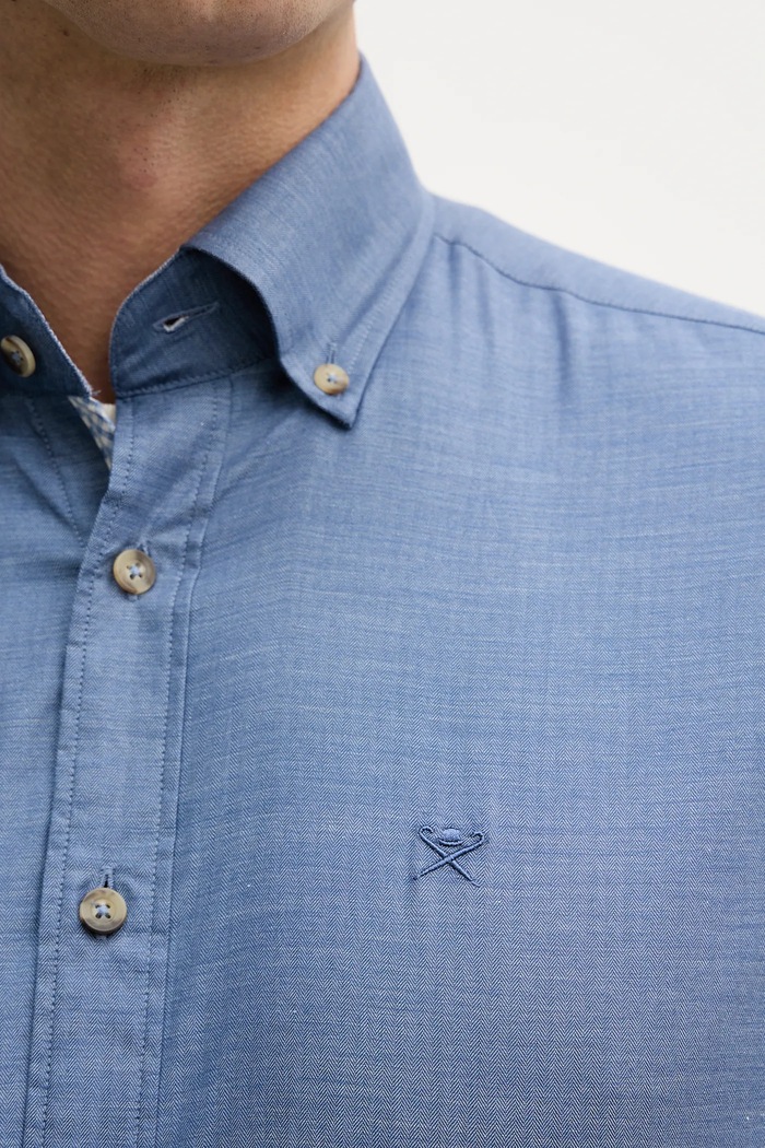 Памучна риза Hackett London HM3010548 син