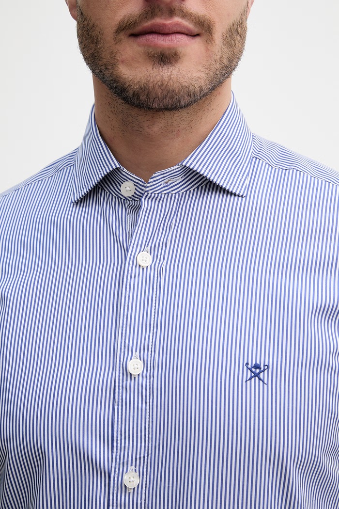 Βαμβακερό πουκάμισο Hackett London HM3010537 μπλε