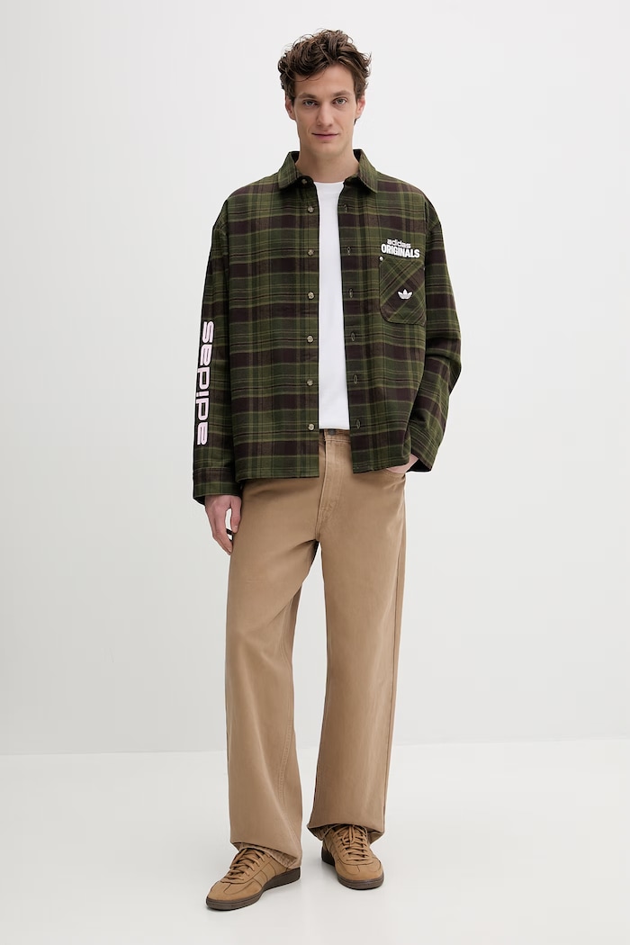adidas Originals koszula bawełniana KG6451 zielony SS26