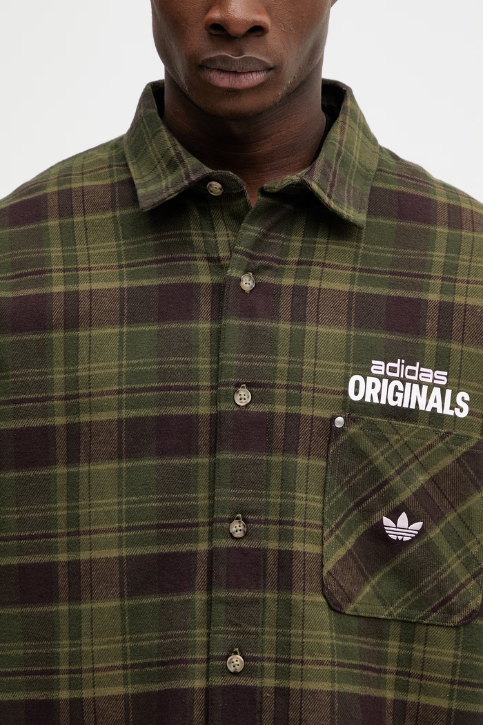 Βαμβακερό πουκάμισο adidas Originals KG6451 πράσινο