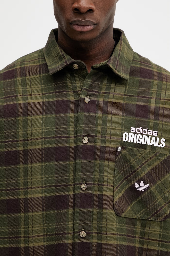 Βαμβακερό πουκάμισο adidas Originals KG6451 πράσινο