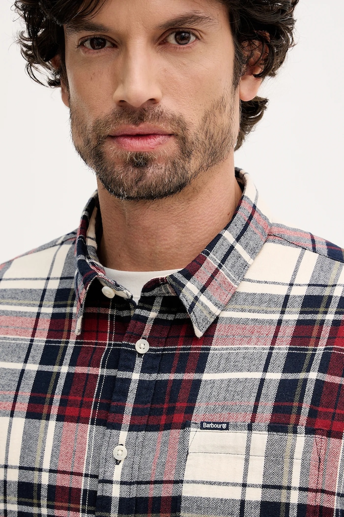 Памучна риза Barbour Malham бордо MSH5650