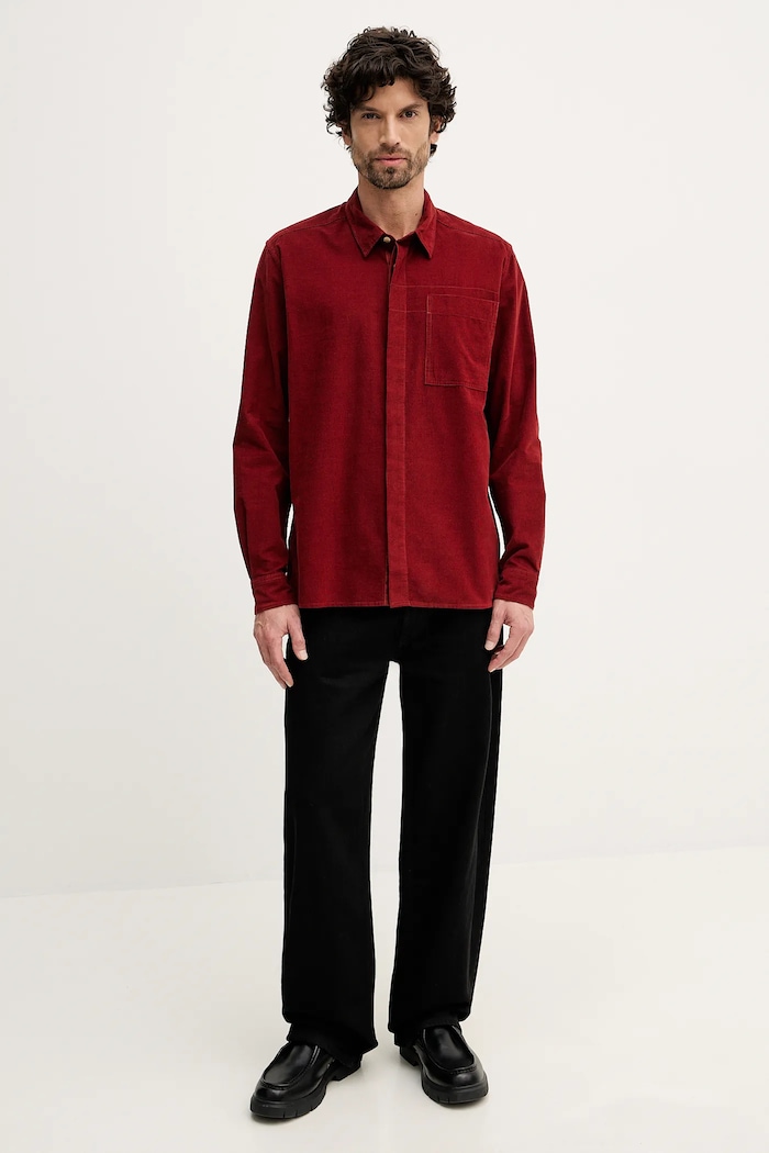 Manšestrová košile Barbour Haltcliff MSH5706 červená SS26