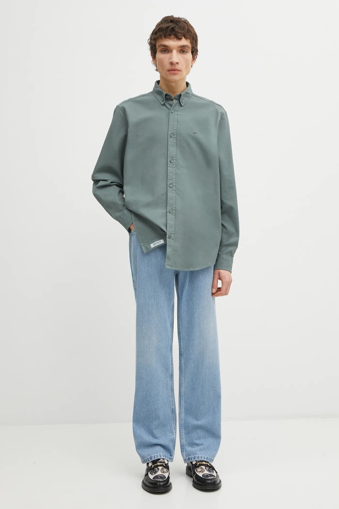 Carhartt WIP cotton shirt LS Bolton Shirt I030238.3GDGD green
