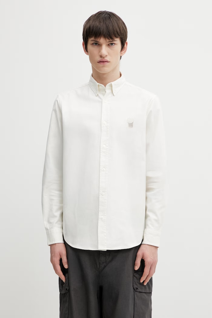 Хлопковая рубашка Carhartt WIP LS Bolton Shirt гладкий бежевый I030238.D6GD