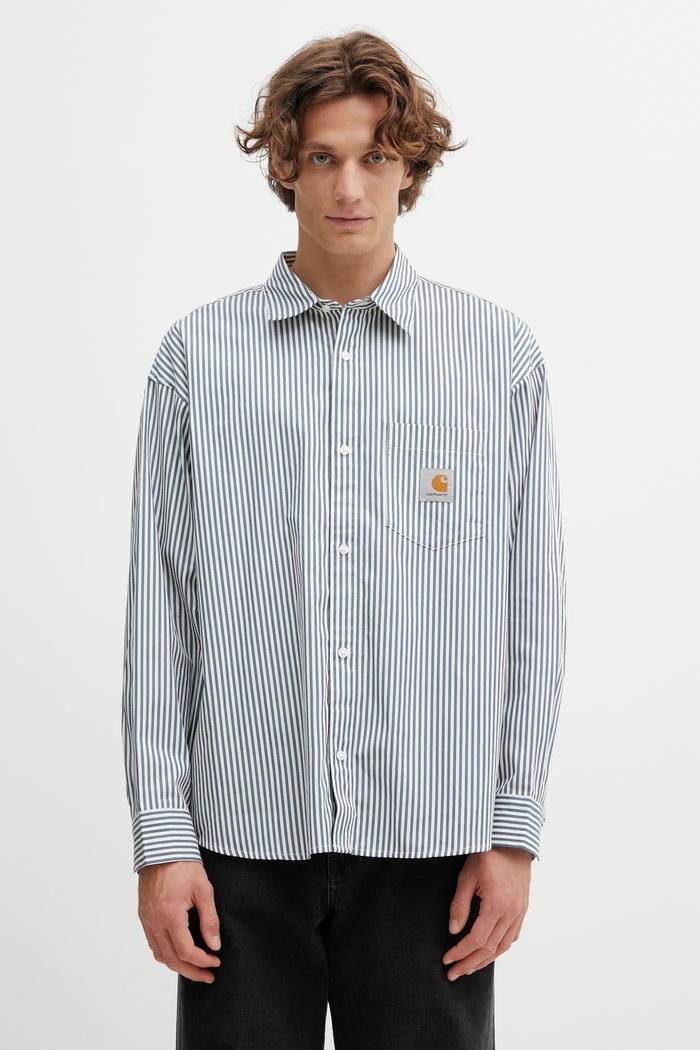 Carhartt WIP koszula bawełniana LS Daldry Shirt wzorzyste niebieski I035952.3NWXX
