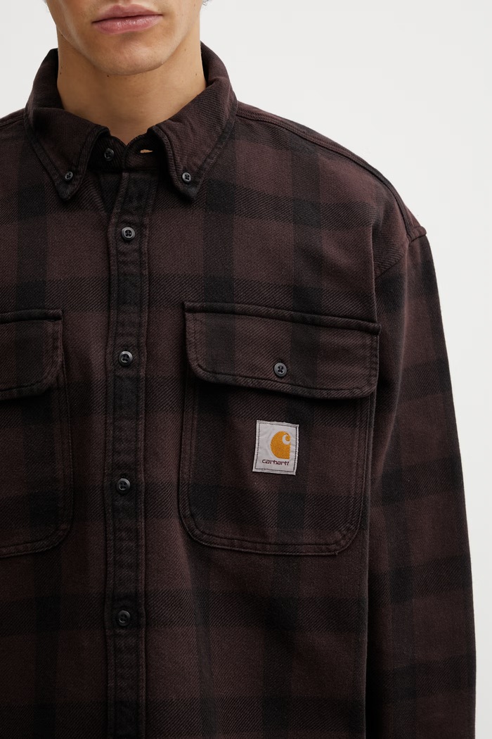 Carhartt WIP LS Edmands Shirt košile bavlněná pánská hnědá I035951.3J2XX