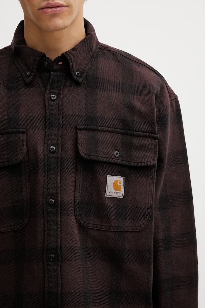 Carhartt WIP LS Edmands Shirt košile bavlněná pánská hnědá I035951.3J2XX