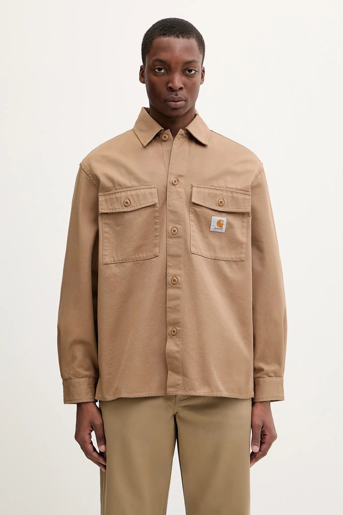 Памучна риза Carhartt WIP Kelly Shirt Jac свободна кафяв I036271.2FS02