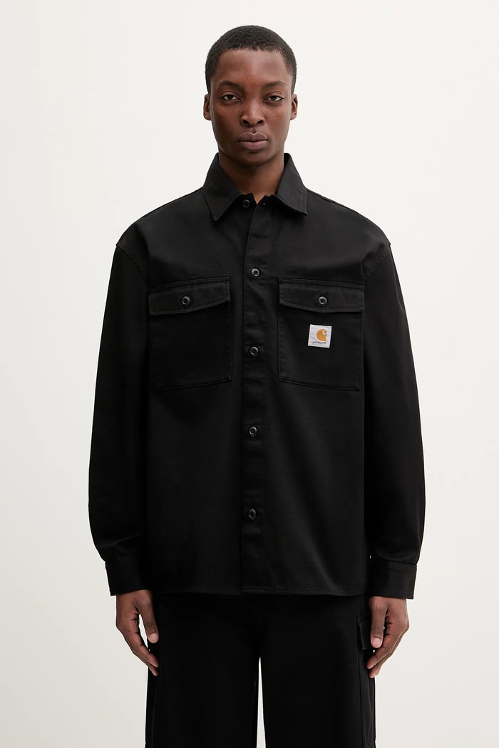Carhartt WIP cămașă din bumbac Kelly Shirt Jac bumbac negru I036271.8902