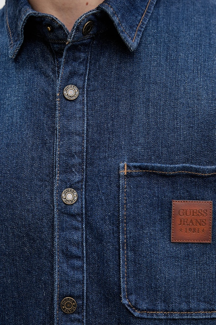Rifľová košeľa Guess Jeans M6RH51.D002F tmavomodrá