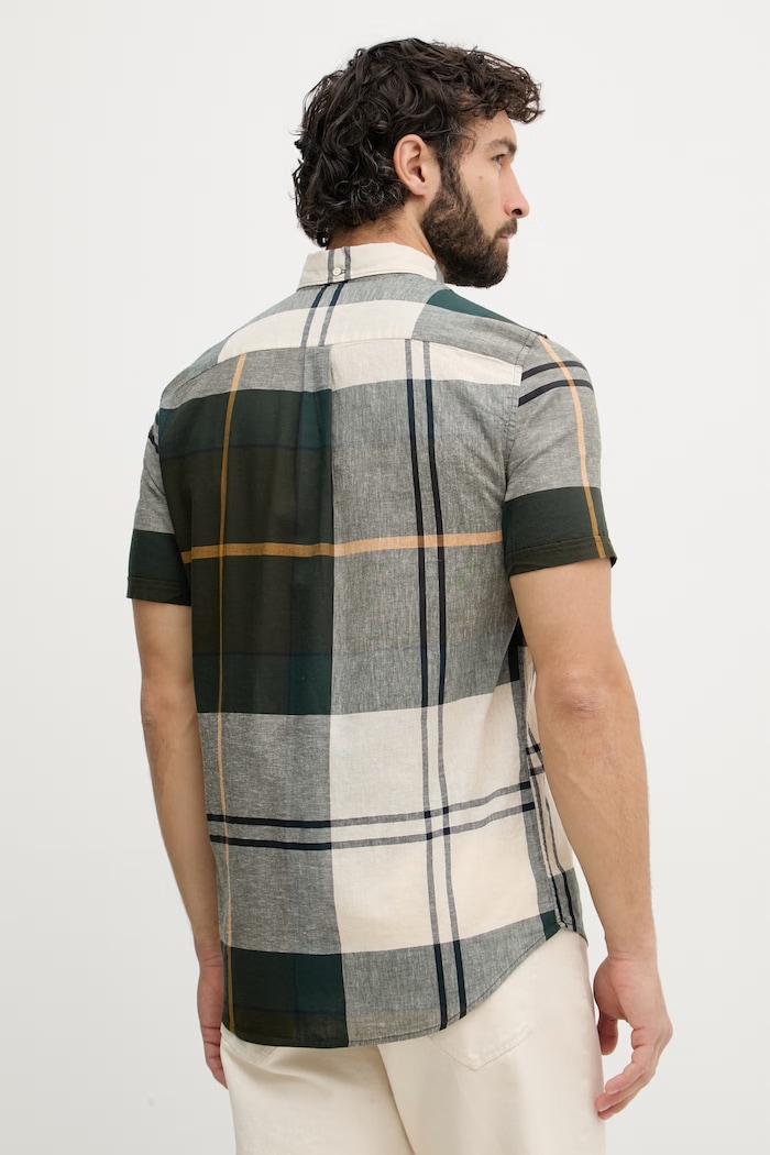 Îmbrăcăminte Barbour cămașă pentru bărbați, cu bumbac Douglas MSH5077 verde