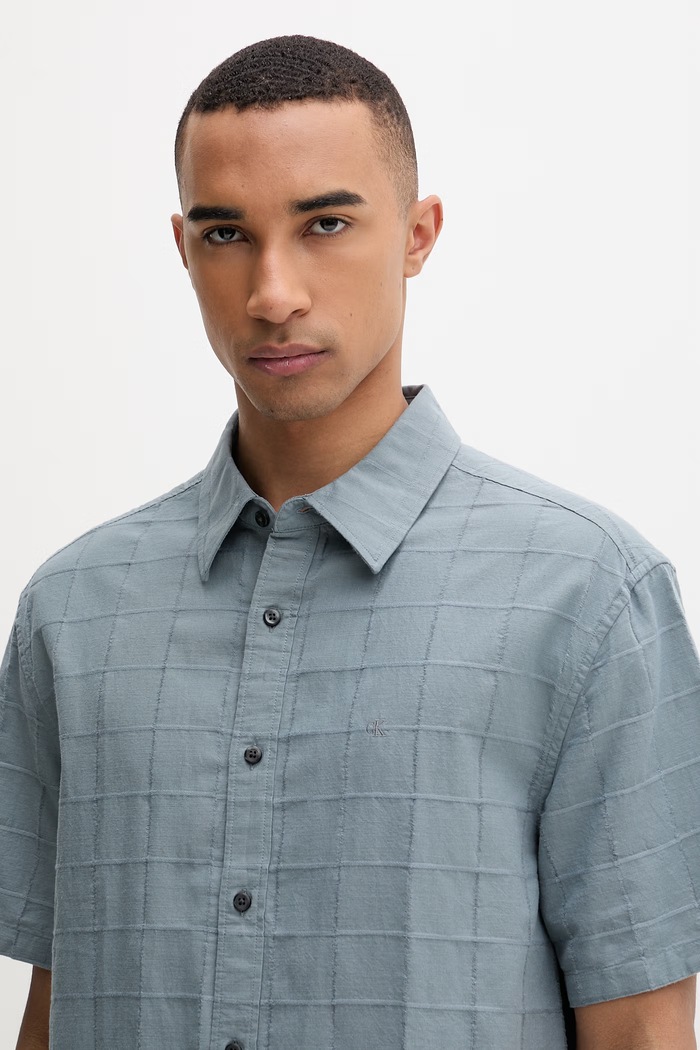 Calvin Klein košeľa pánska bavlnená sivá LV04LF115G
