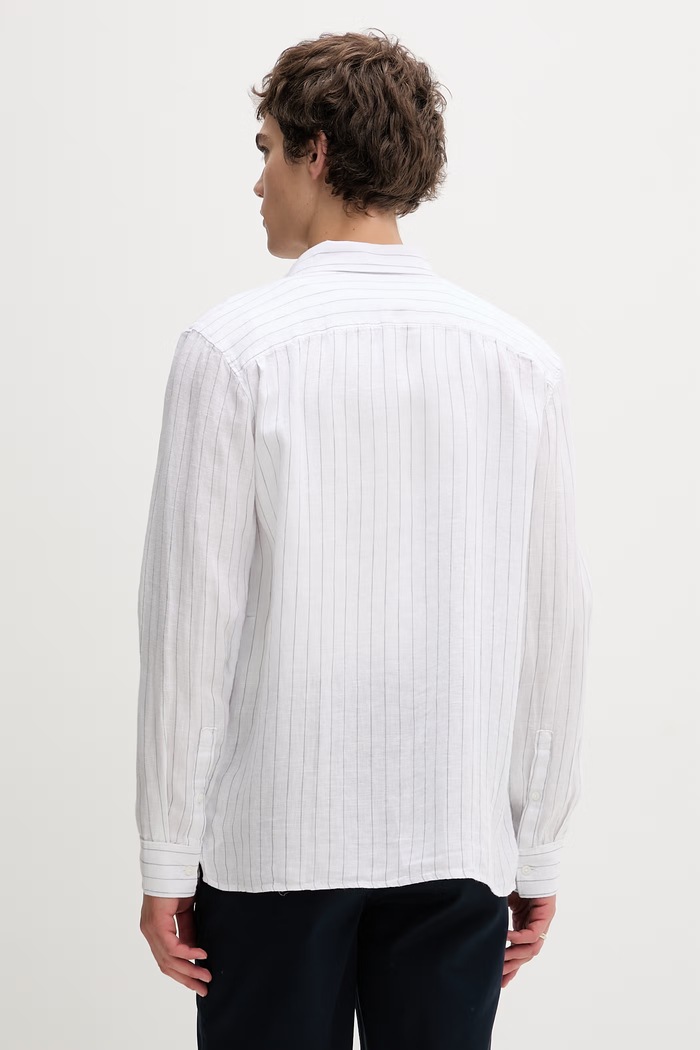 Oblečenie Calvin Klein košeľa pánska ľanová LV04LF117G biela