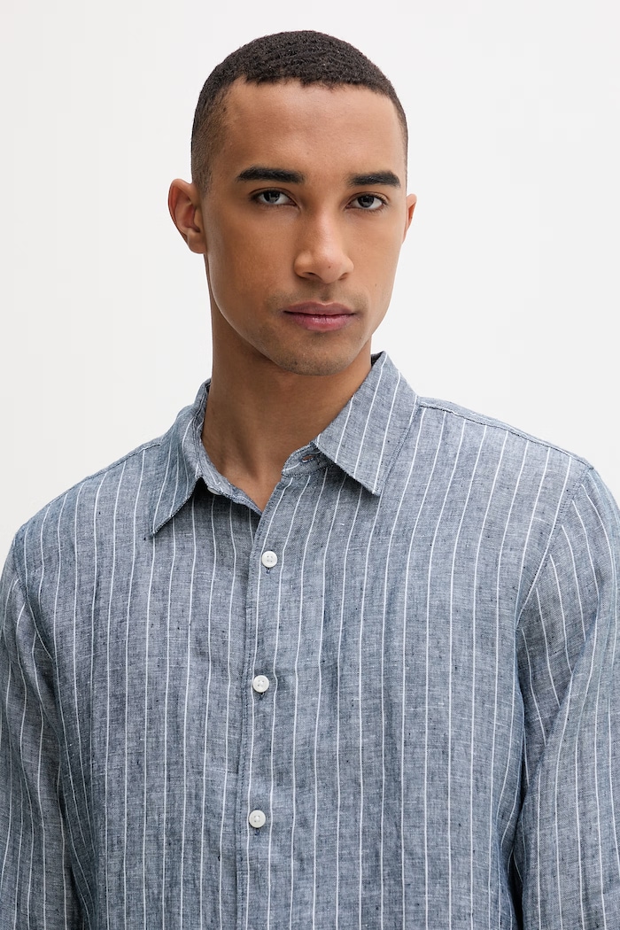 Calvin Klein cămașă pentru bărbați, din in bleumarin LV04LF117G