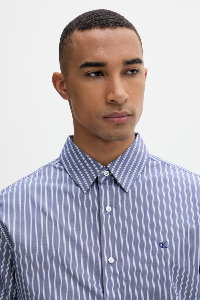Calvin Klein košeľa pánska s bavlnou modrá LV04LF122G