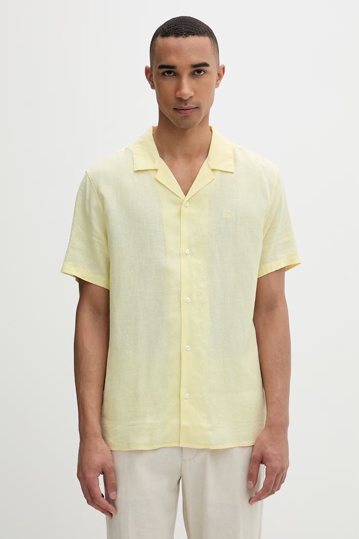 Calvin Klein cămașă pentru bărbați, din in galben LV04LF137G