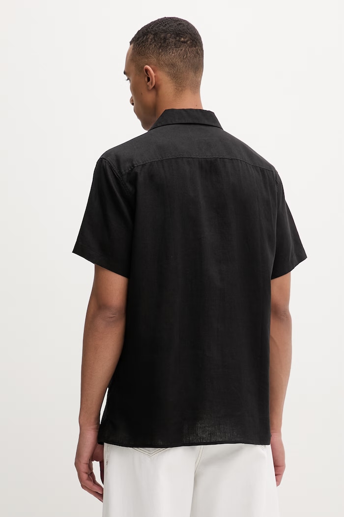 Дрехи Calvin Klein риза мъжка с лен LV04LF137G черен