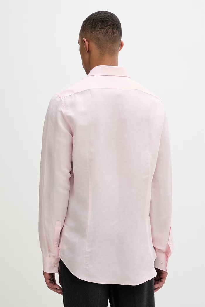 Oblečenie Calvin Klein pánska košeľa s ľanom LV019EU121 ružová