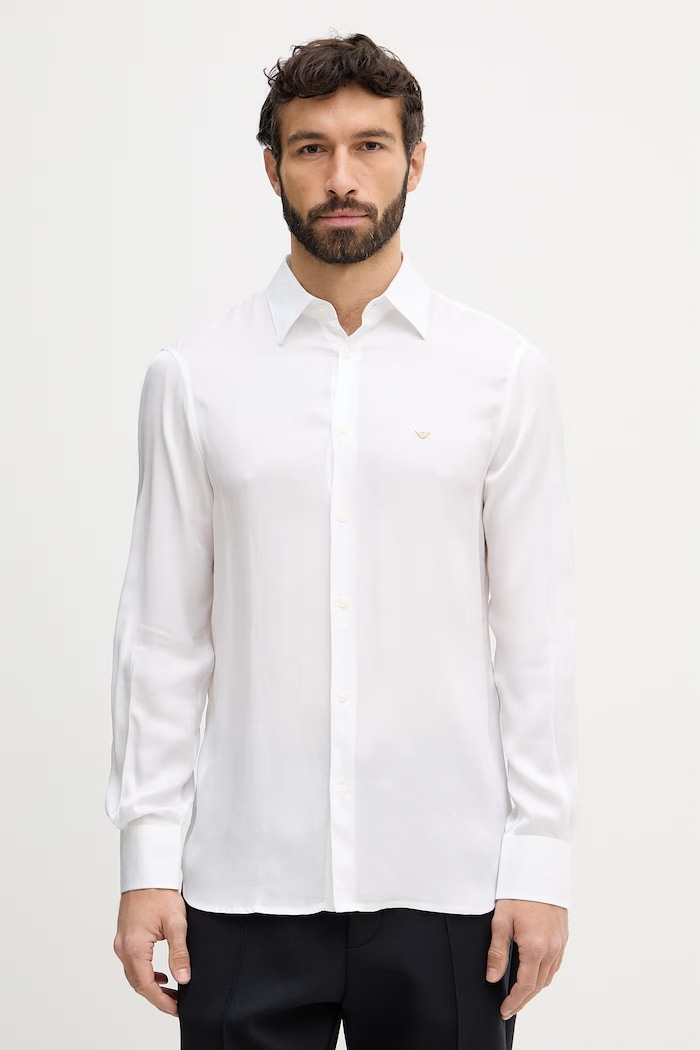 Košeľa Emporio Armani jednofarebný biela EM001537.AF13285