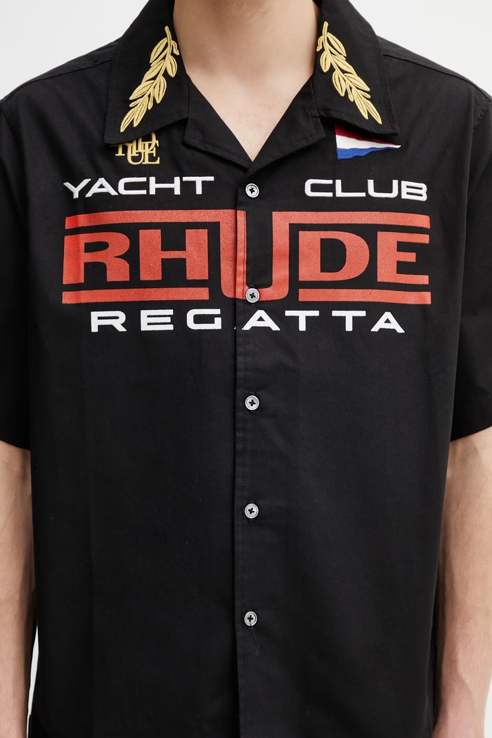 RHUDE Regatta Club košulja od pamuka za muškarce crna RHPS26SR04012